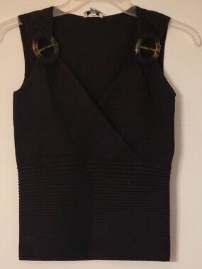 Cache Black Sleeveless Knit Top